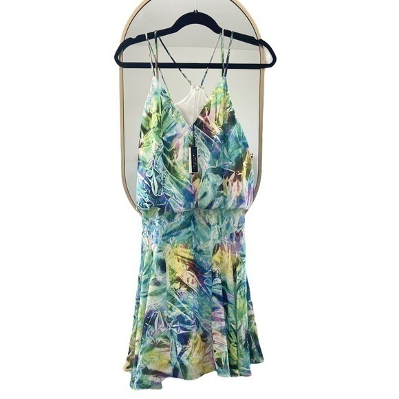 NWT Milly Blouson Celophane Multicolor Green Tank‎ Sleeveless Mini Dress - Picture 3 of 11